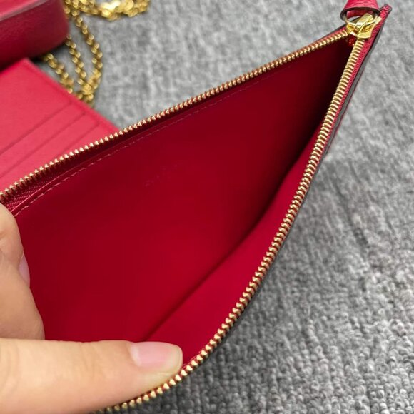 100%  Authentic Louis Vuitton Pochette Felicie Red W/P Monogram Shoulder Bag - Picture 15 of 16